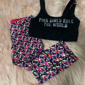 VS Sport colorful leggings and sports bra